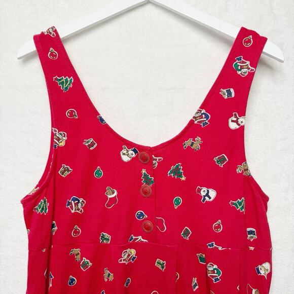 STEVEN ROSS Christmas Overall Dress Red Knit Jumper Teacher Holiday VTG Sz S - Picture 3 of 8
